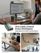 USB Extension Cable 10FT USB 3.0 Extender Male to Female Cord Grey