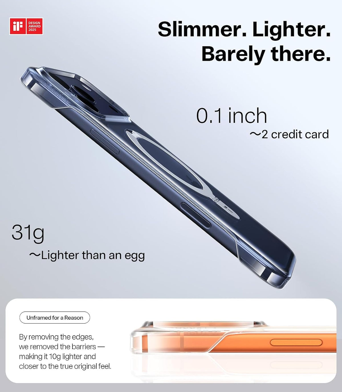 TORRAS Ostand Ultra Slim for Iphone 17 Pro Case Clear with Magnetic Stand