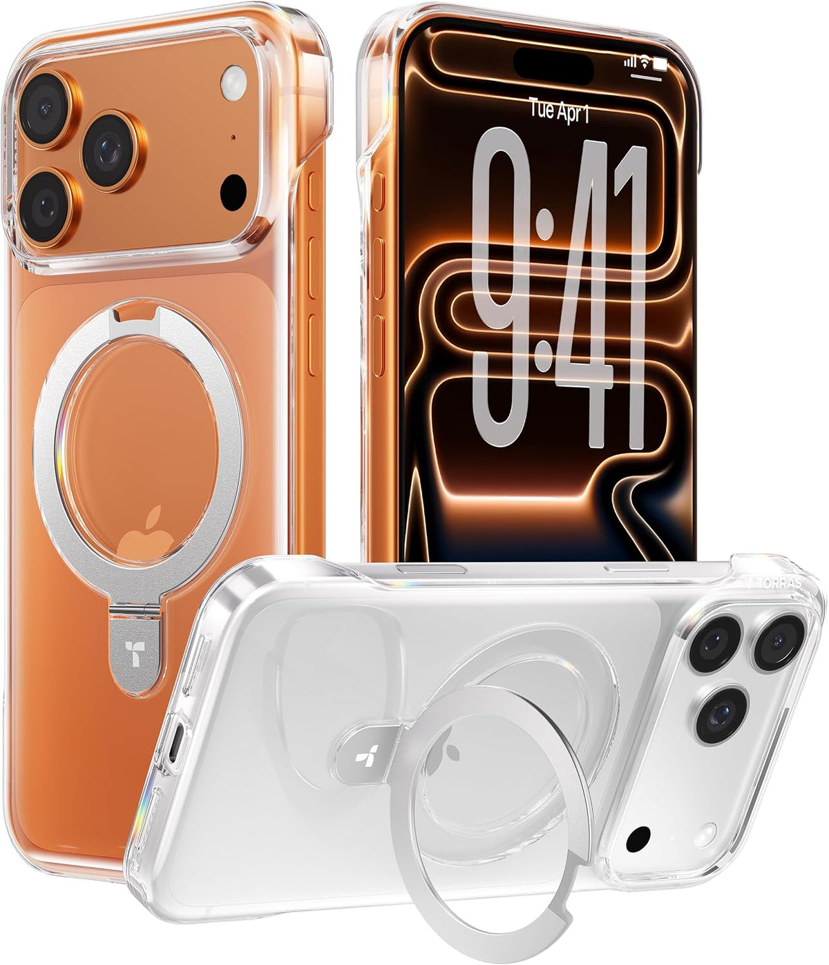 TORRAS Ostand Ultra Slim for Iphone 17 Pro Case Clear with Magnetic Stand