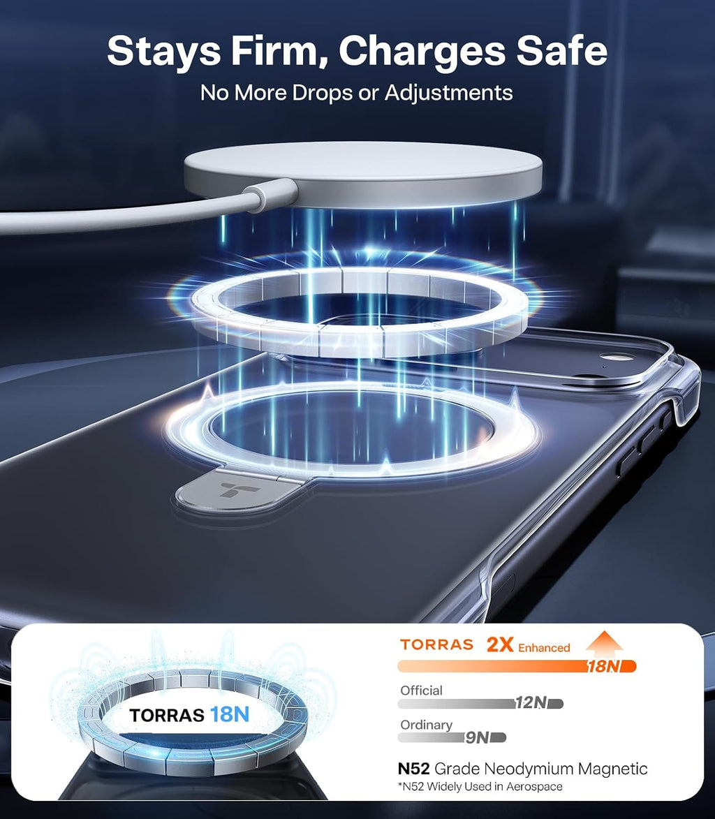 TORRAS Ostand Ultra Slim for Iphone 17 Pro Case Clear with Magnetic Stand