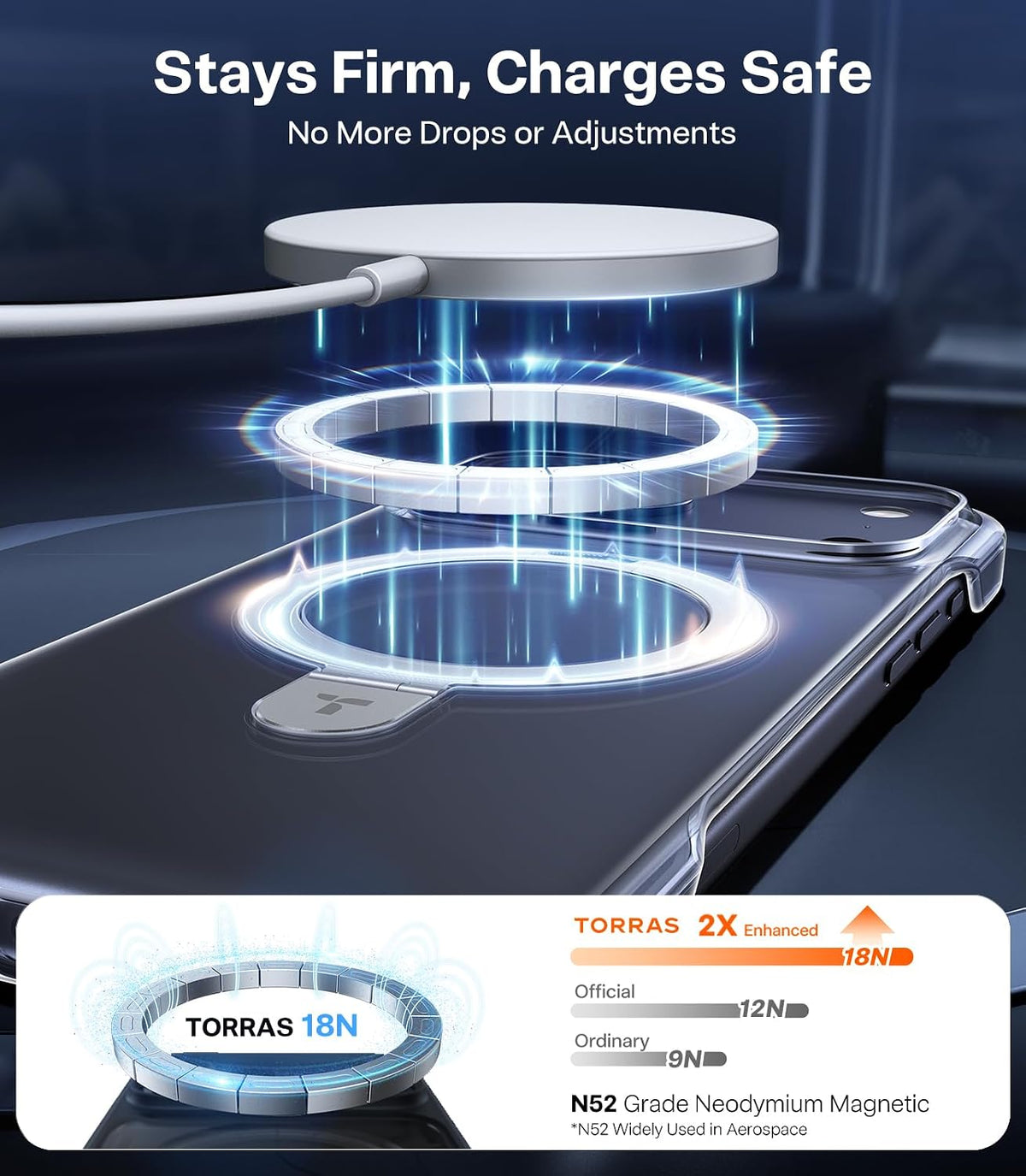 TORRAS Ostand Ultra Slim for Iphone 17 Pro Case Clear with Magnetic Stand