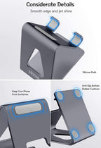 Cell Phone Stand Desk Phone Holder - Aluminum Mobile Phone Cradle Dock for Iphone 15 14 13 12 Pro 11 X Xs Max 8 7 6 6S plus SE 5 Samsung All Smart Phones, Dark Gray