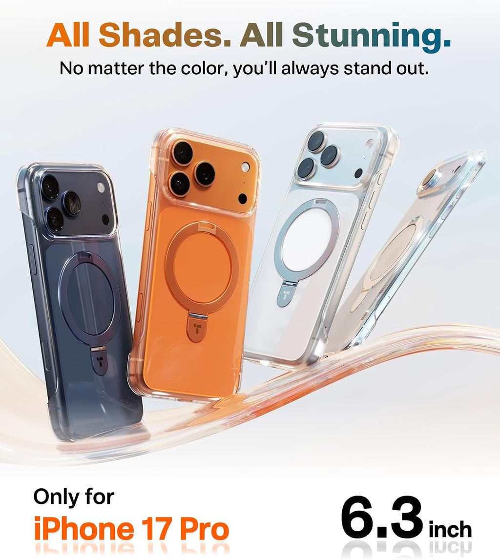 TORRAS Ostand Ultra Slim for Iphone 17 Pro Case Clear with Magnetic Stand