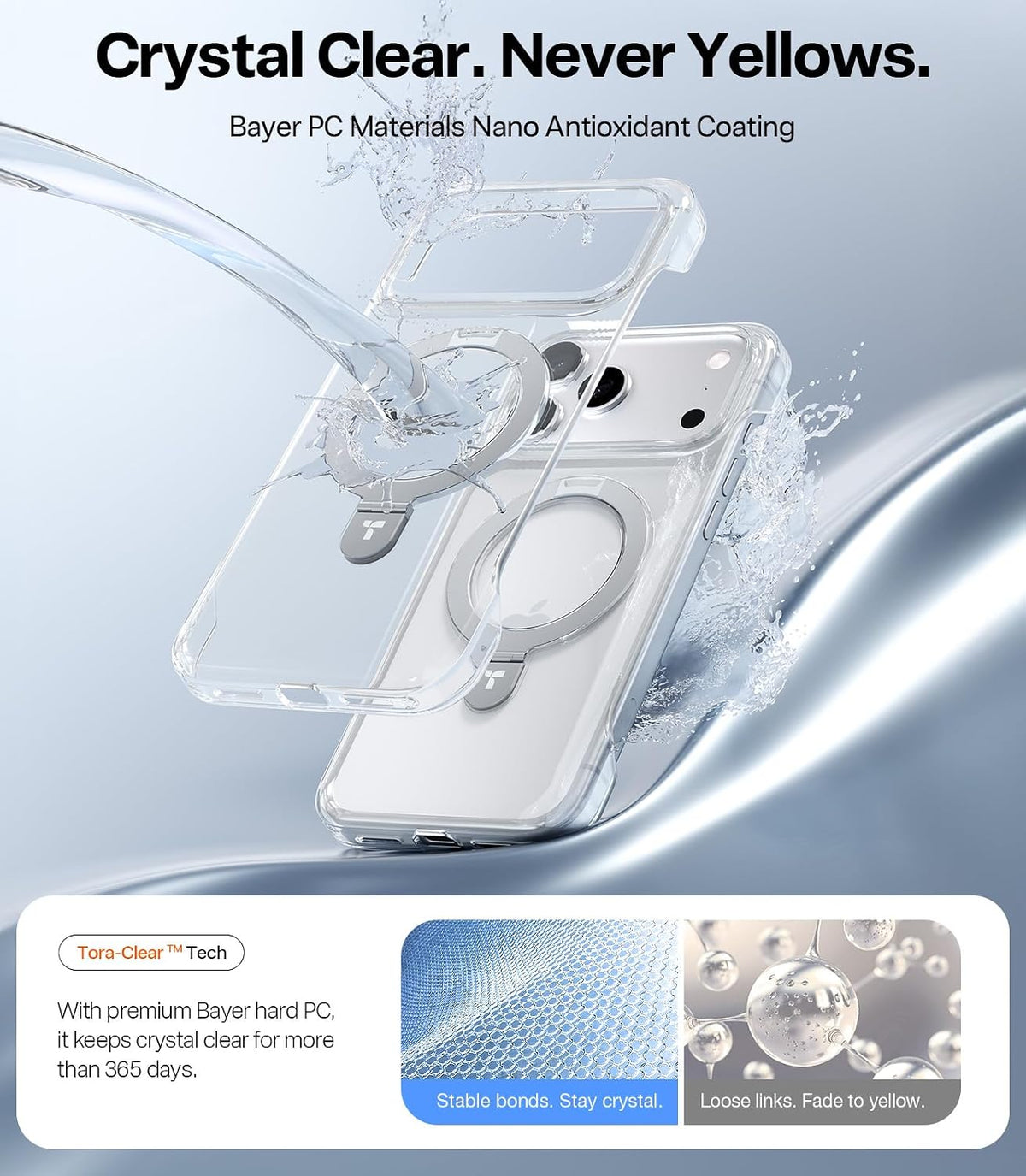 TORRAS Ostand Ultra Slim for Iphone 17 Pro Case Clear with Magnetic Stand