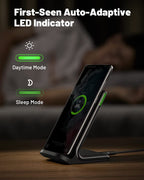 Wireless Charger, 15W Fast Wireless Charging Phone Station with LED