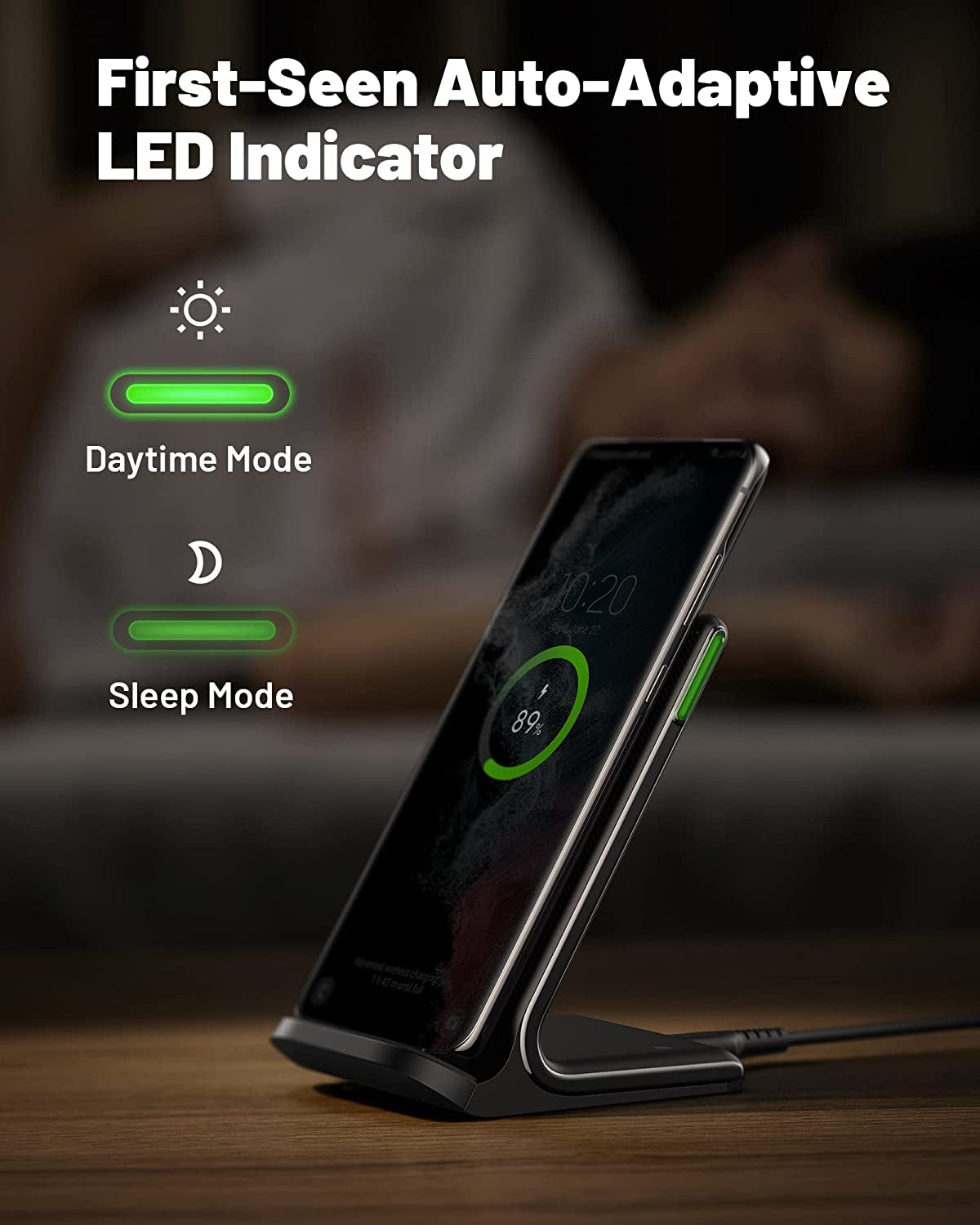 Wireless Charger, 15W Fast Wireless Charging Phone Station with LED