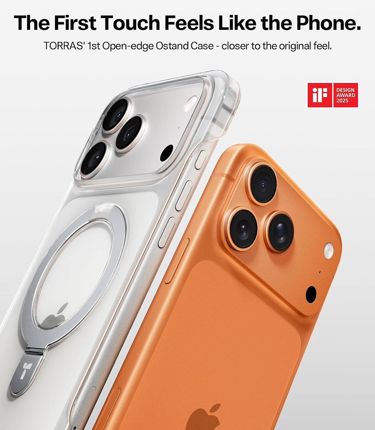 TORRAS Ostand Ultra Slim for Iphone 17 Pro Case Clear with Magnetic Stand